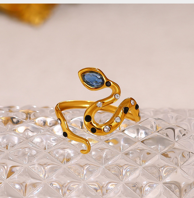 Blue Zircon Snake Ring